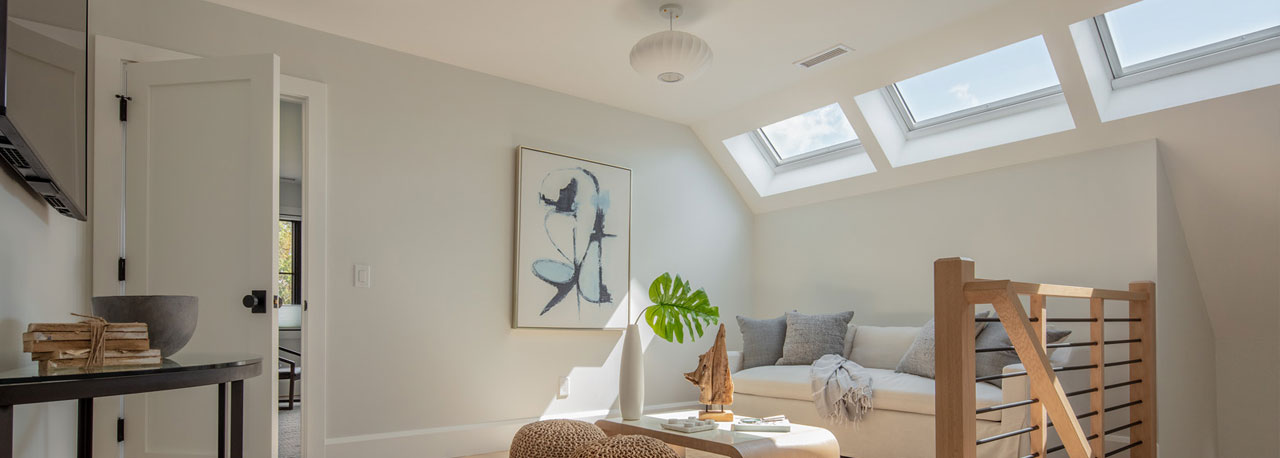 Loft with three VELUX Fixed Skylight